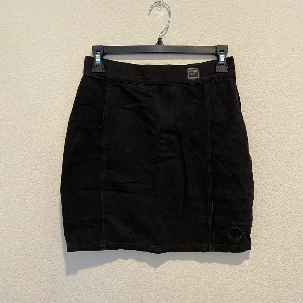 Versace noir denim mini skirt